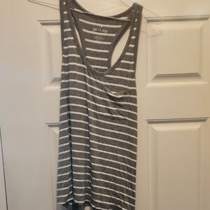 American Eagle Outfitters Gray and White Sleeveless Tank Top